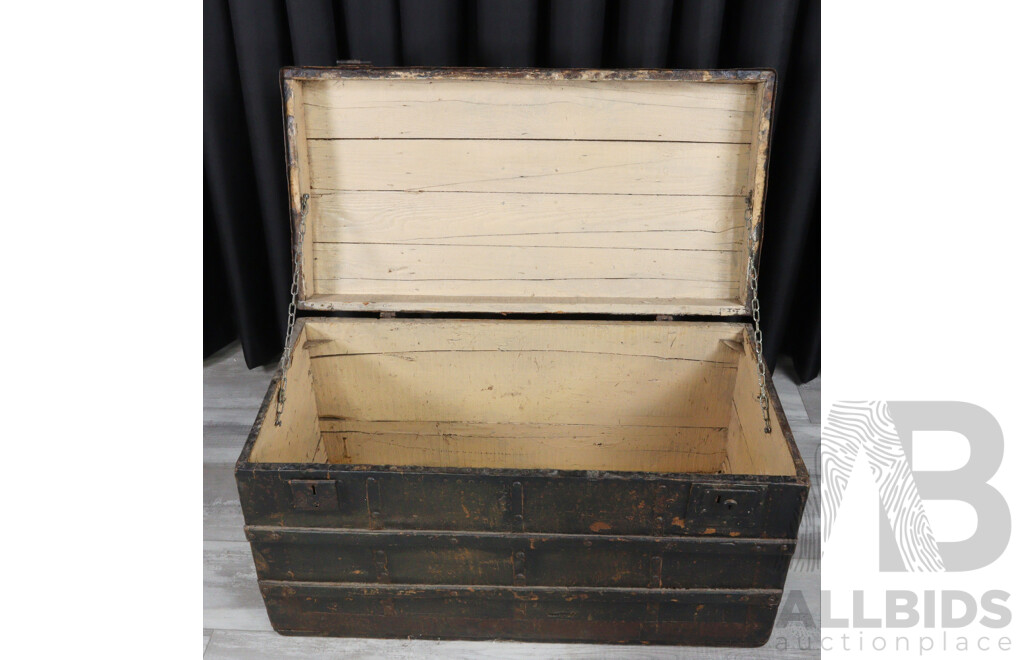 Turn of the Century Timber Bound Travel Trunk
