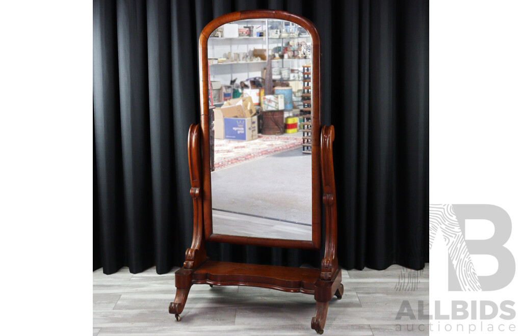 Victorian Mahogany Cheval Mirror