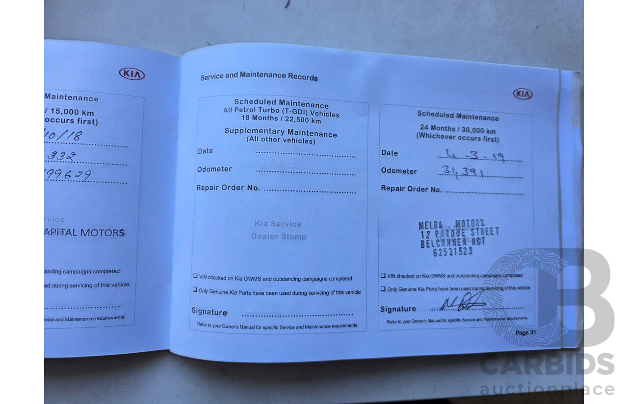 01/2018 Kia Cerato SPORT FWD YD 4D Sedan Silver 2.0L