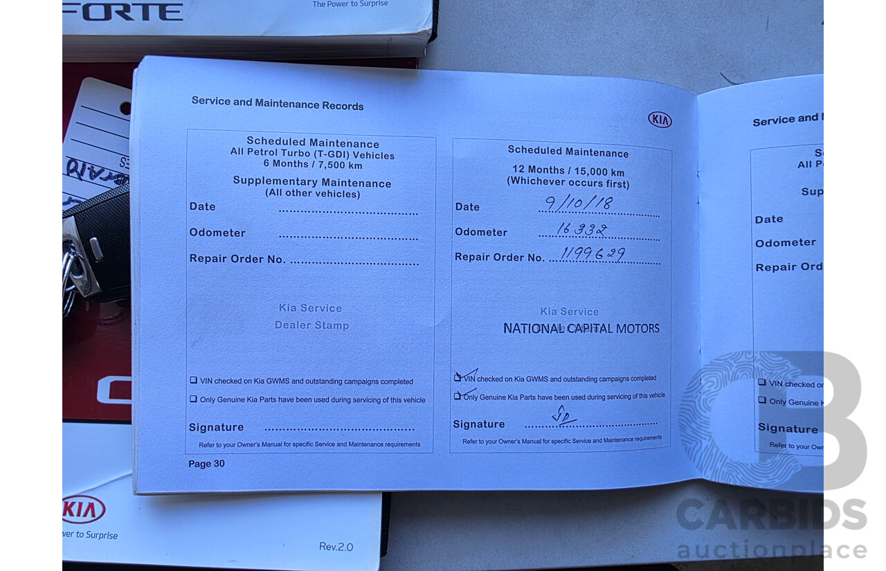 01/2018 Kia Cerato SPORT FWD YD 4D Sedan Silver 2.0L