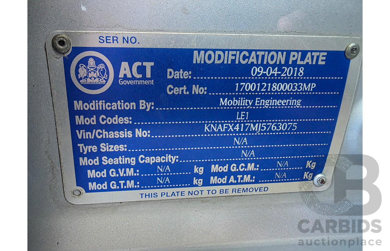 01/2018 Kia Cerato SPORT FWD YD 4D Sedan Silver 2.0L