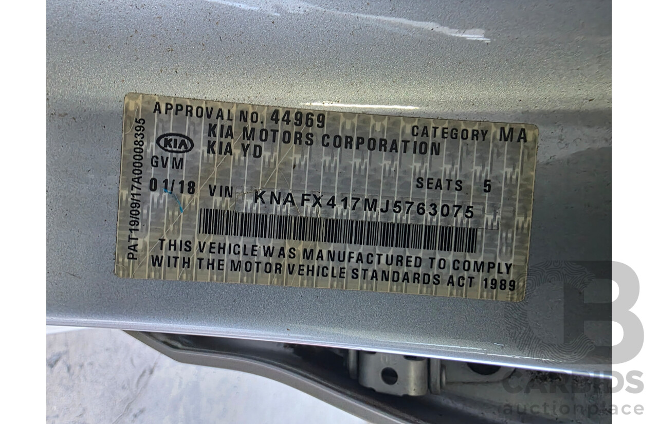 01/2018 Kia Cerato SPORT FWD YD 4D Sedan Silver 2.0L