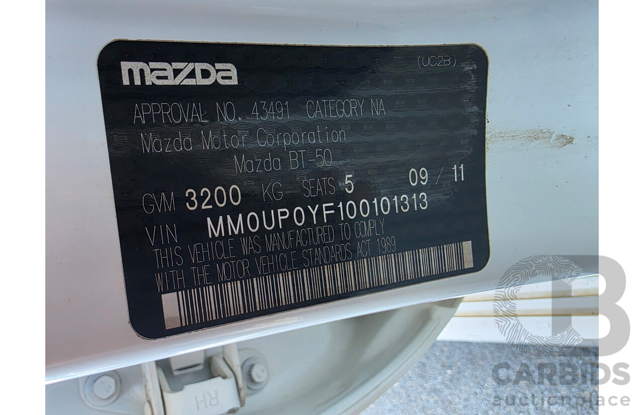 9/2011 Mazda Bt50 XTR (4x2)  Dual Cab Utility White Turbo Diesel 3.2L