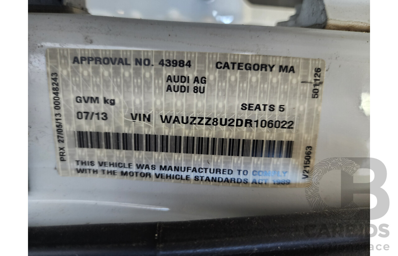 7/2013 Audi Q3 2.0 TFSI Quattro (125kw) 8U 4d Wagon White 2.0L