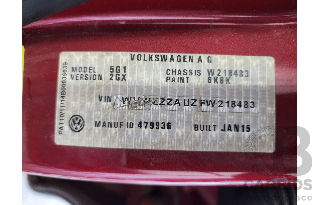 3/2015 Volkswagen Golf 90 TSI AU MY15 5d Hatchback Red 1.4L