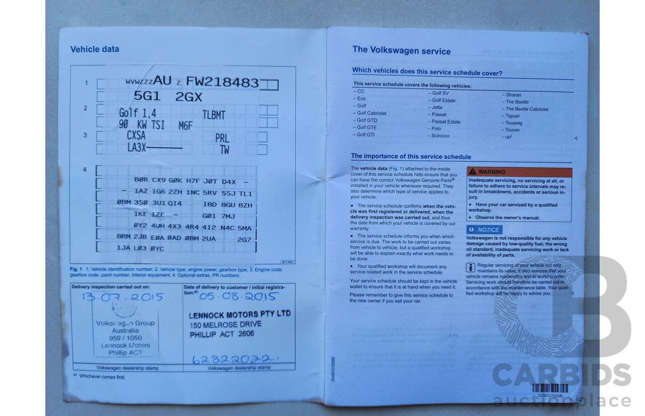 3/2015 Volkswagen Golf 90 TSI AU MY15 5d Hatchback Red 1.4L