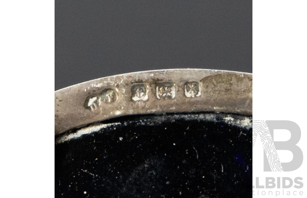 Collection Antique Sterling Silver Comprising Lidded Mustard Pot with Blue Glass Liner, Matching Dish, Both Birmingham 1872, Georg Jensen Salt Shaker & Scallop Form Dish, Sheffield 1901