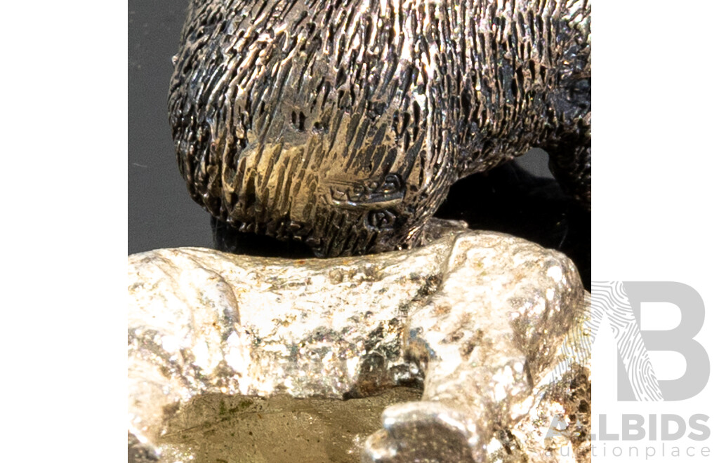 Sterling Silver Wombat Figure Along with Sterling Silver Rhinoceros Figure