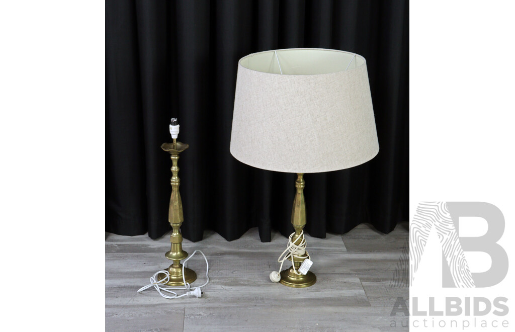 Pair of Large Brass Table Lamps