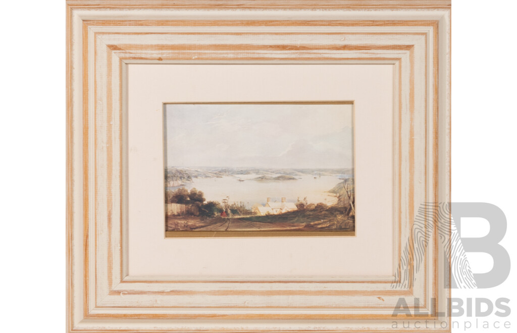 Barthelemy Lauvergne (19 C., French, 1804-1871), Vooloo-moloo Au Port Jackson & (Possibly) Frederick Casemero Terry (19 C., British, 825-1869), Sydney Harbour, Pair Reproduction Prints of Originals, 31 X 36 Cm (frames) (2)