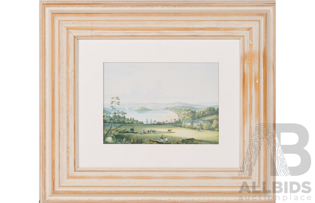 Barthelemy Lauvergne (19 C., French, 1804-1871), Vooloo-moloo Au Port Jackson & (Possibly) Frederick Casemero Terry (19 C., British, 825-1869), Sydney Harbour, Pair Reproduction Prints of Originals, 31 X 36 Cm (frames) (2)