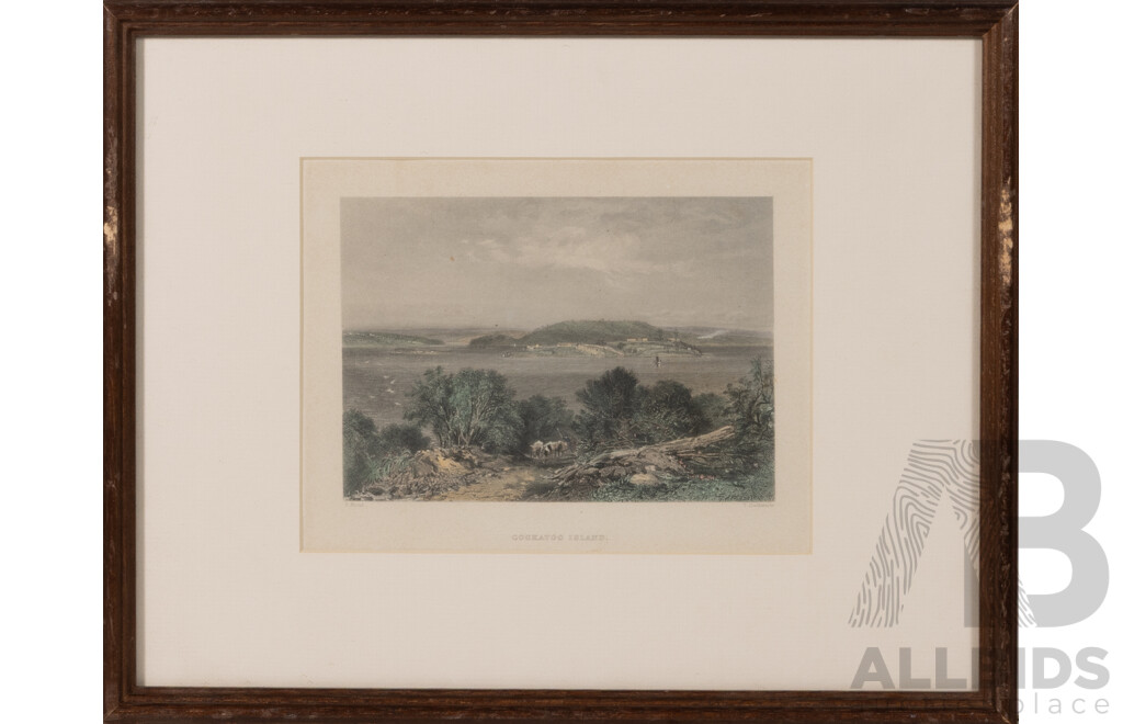 John Skinner Prout, (19th C., British, 1805-1876), Mount Macedon, Victoria & Three More Works, Vintage Hand Coloured Steel Engraving Prints of Originals, 29.5 x 37 cm (frames) (4)
