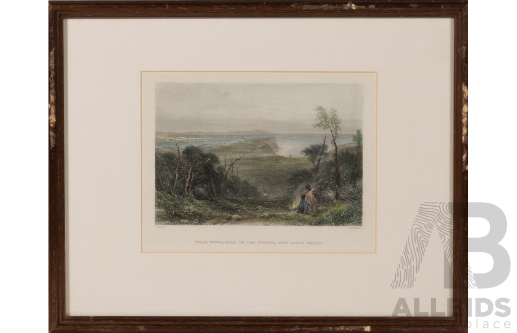 John Skinner Prout, (19th C., British, 1805-1876), Mount Macedon, Victoria & Three More Works, Vintage Hand Coloured Steel Engraving Prints of Originals, 29.5 x 37 cm (frames) (4)