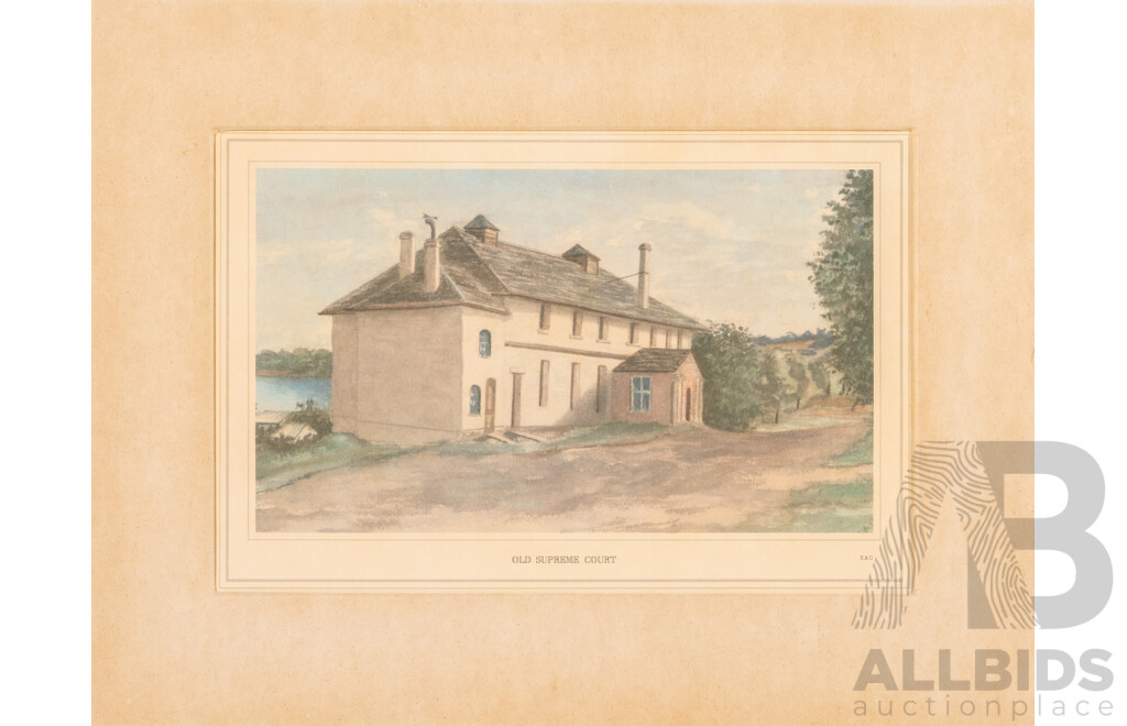 Elizabeth Ann Outram (British, 1864-1960), Old Supreme Court; John Skinner Prout (British, 1805-1876), Barossa Ranges & One More, Trio of Three Antique Hand Coloured Steel Engravings (3)