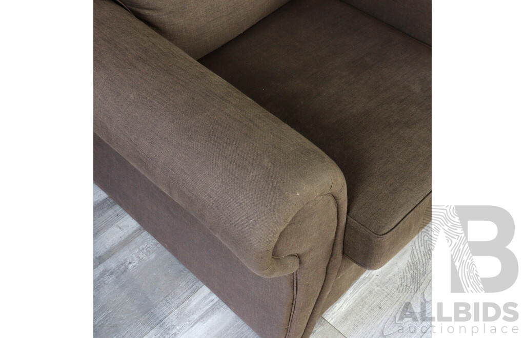 Pair of Brown Fabric Armchairs