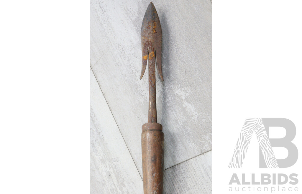 Vintage Filipino Igorot Luzon Wooden Shafted Spear with Traditional Iron Head