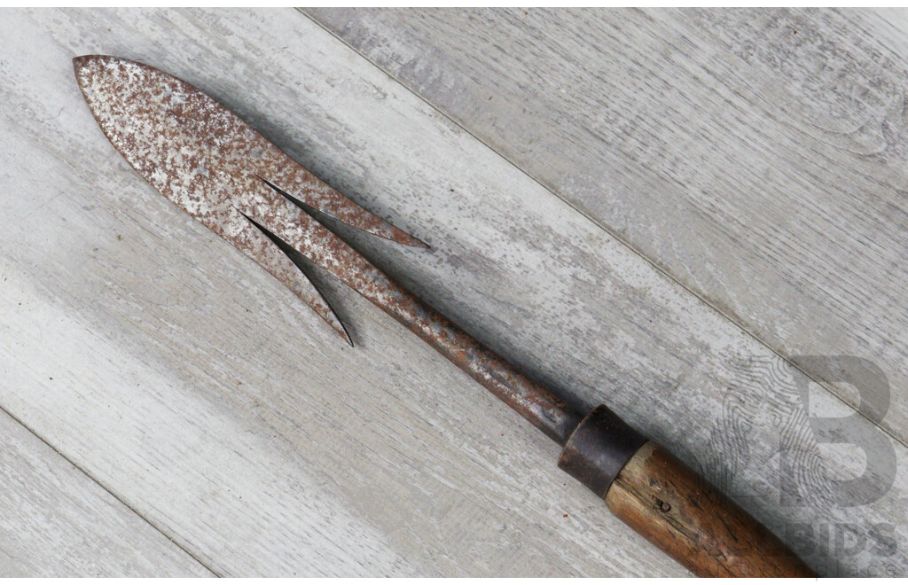 Vintage Filipino Igorot Luzon Wooden Shafted Spear with Traditional Iron Head