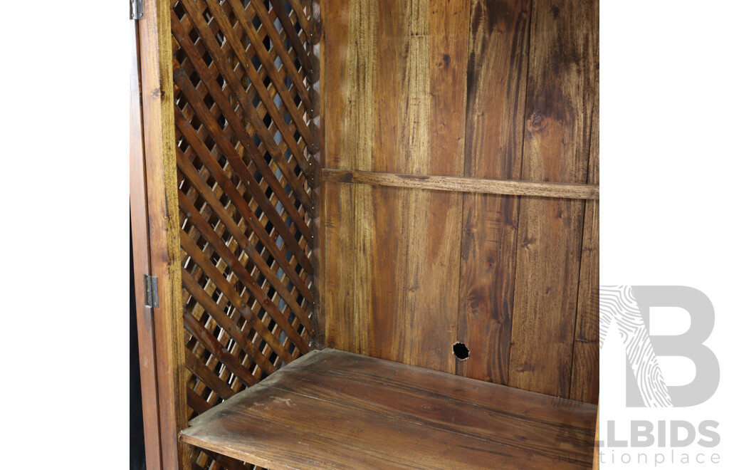 Indonesian Teak Lattice Front Entertainment Cabinet