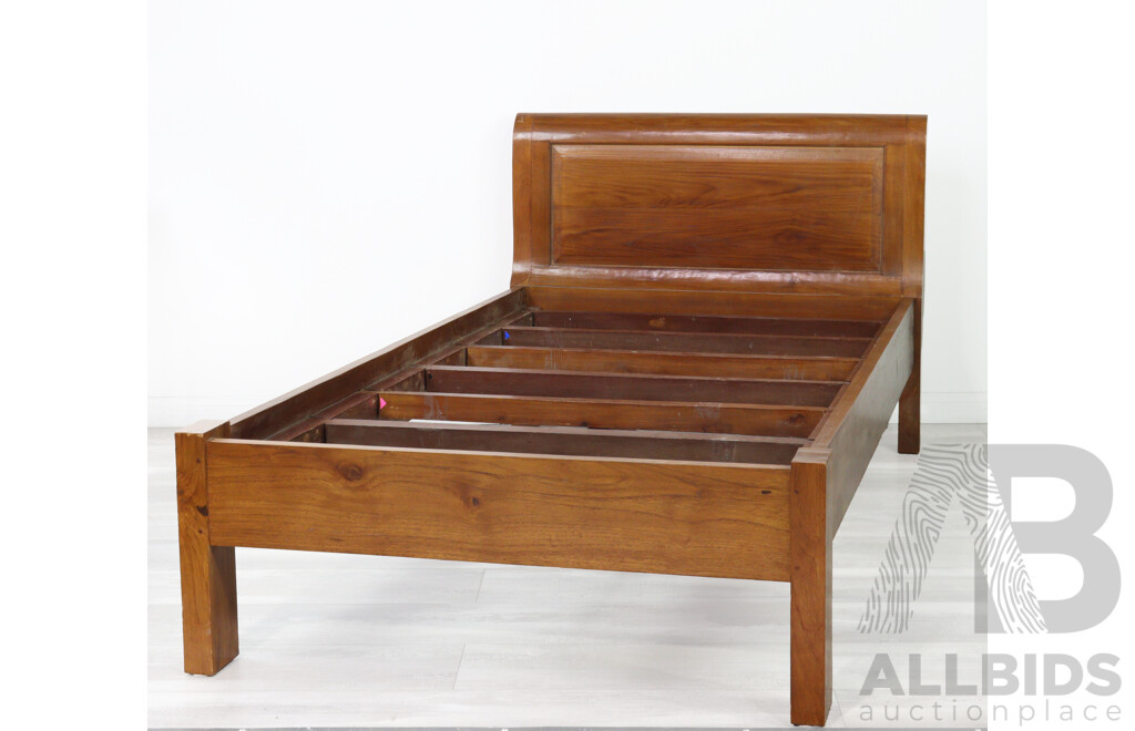 Indonesian Teak Single Sleigh Bed