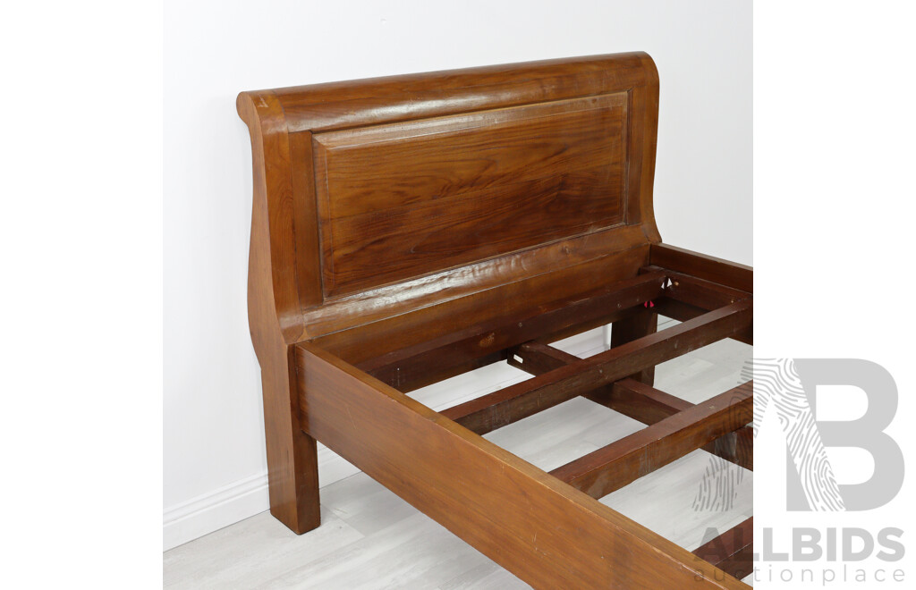 Indonesian Teak Single Sleigh Bed