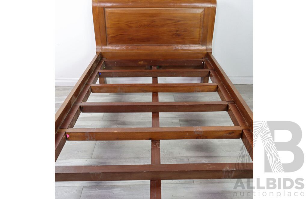 Indonesian Teak Single Sleigh Bed