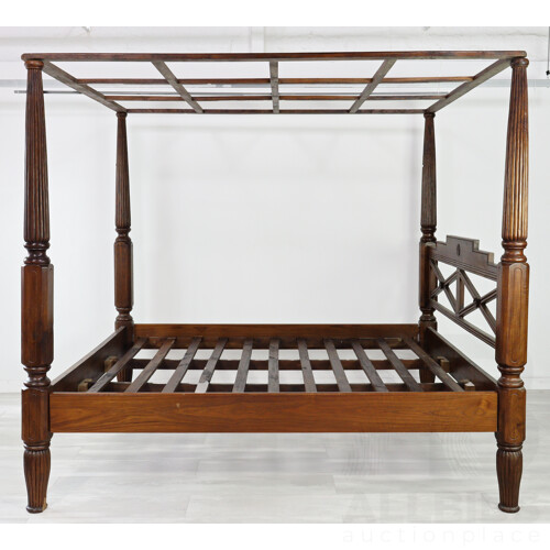 King Size Indonesian Mahogany Canopy Bed