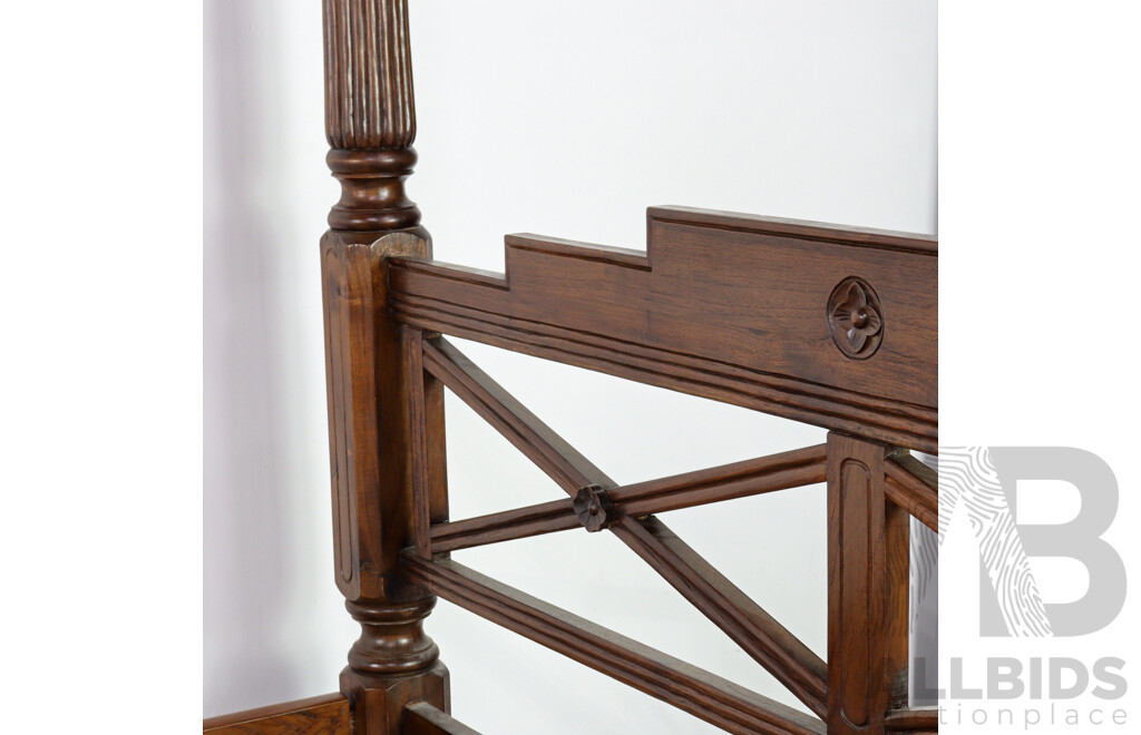 King Size Indonesian Mahogany Canopy Bed