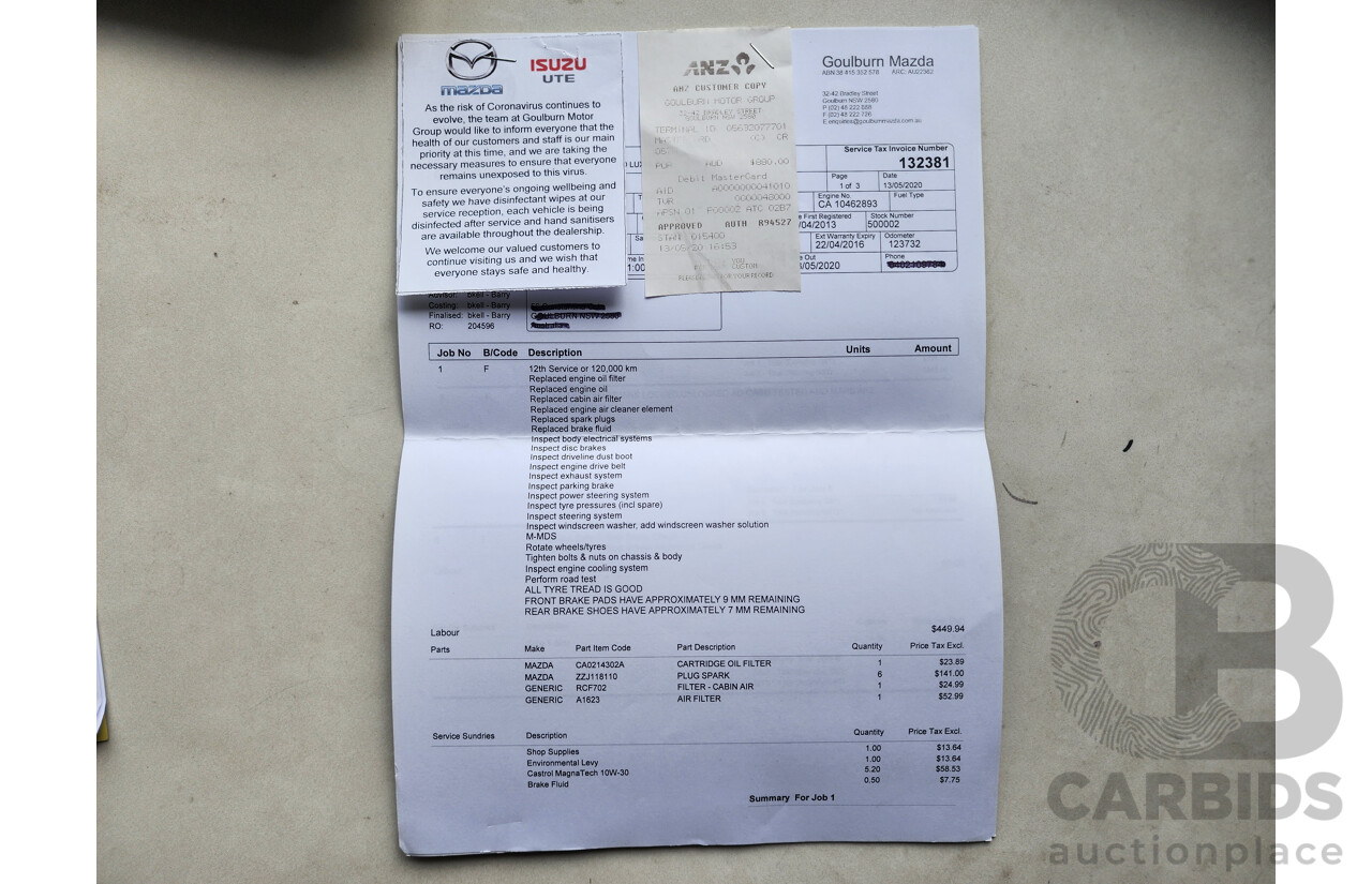 2/2013 Mazda Cx-9 Luxury (fwd) MY13 4d Wagon Silver Or Chrome 3.7L