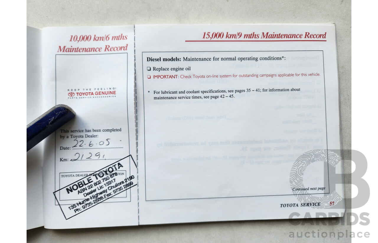 8/2004 Toyota Hilux SR5 (4x4) VZN167R Dual Cab P/Up White 3.4L