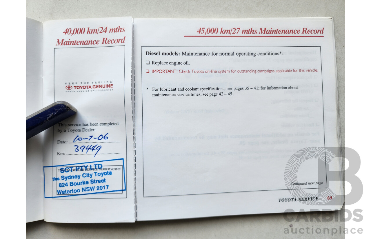 8/2004 Toyota Hilux SR5 (4x4) VZN167R Dual Cab P/Up White 3.4L