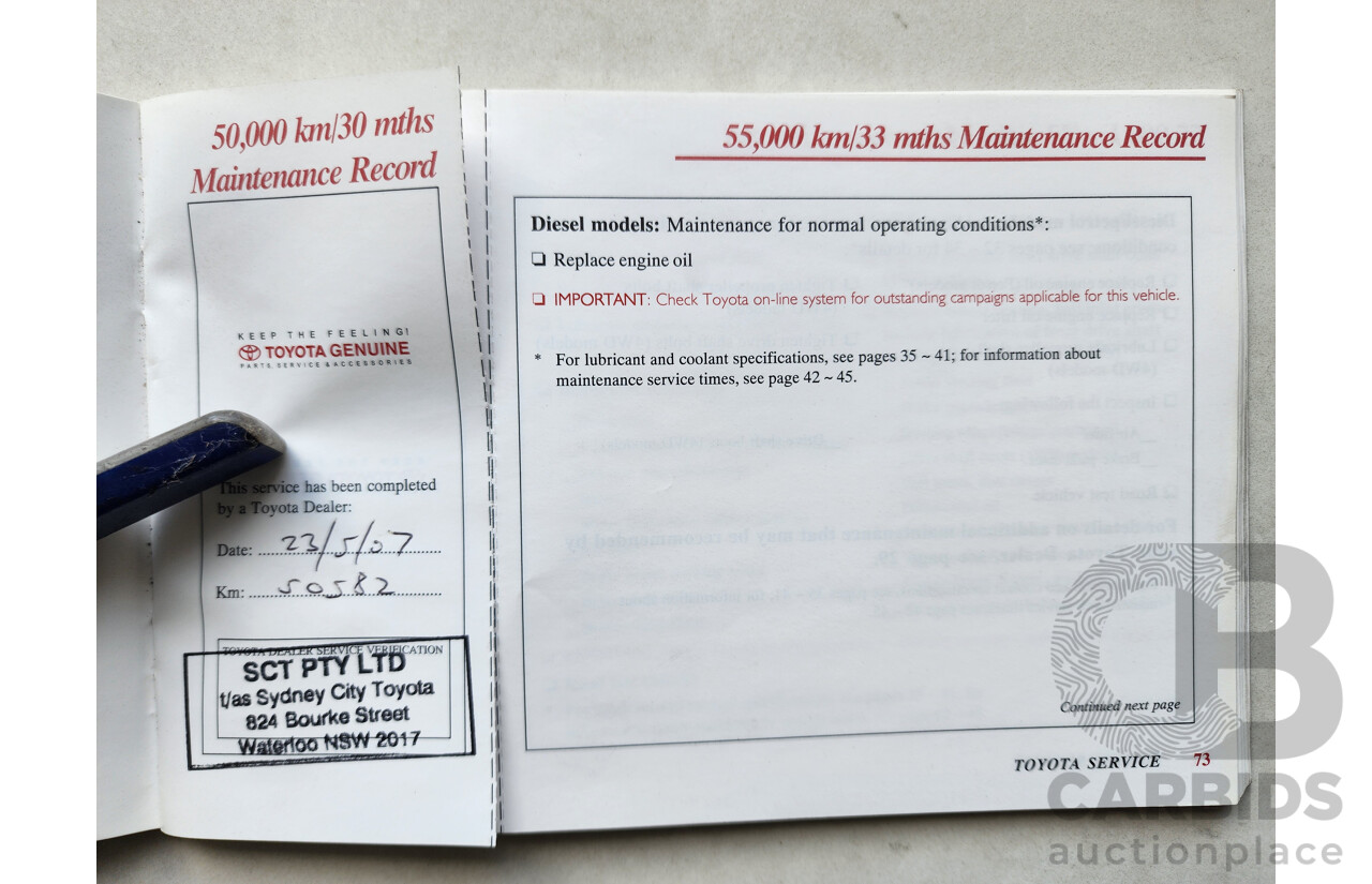 8/2004 Toyota Hilux SR5 (4x4) VZN167R Dual Cab P/Up White 3.4L