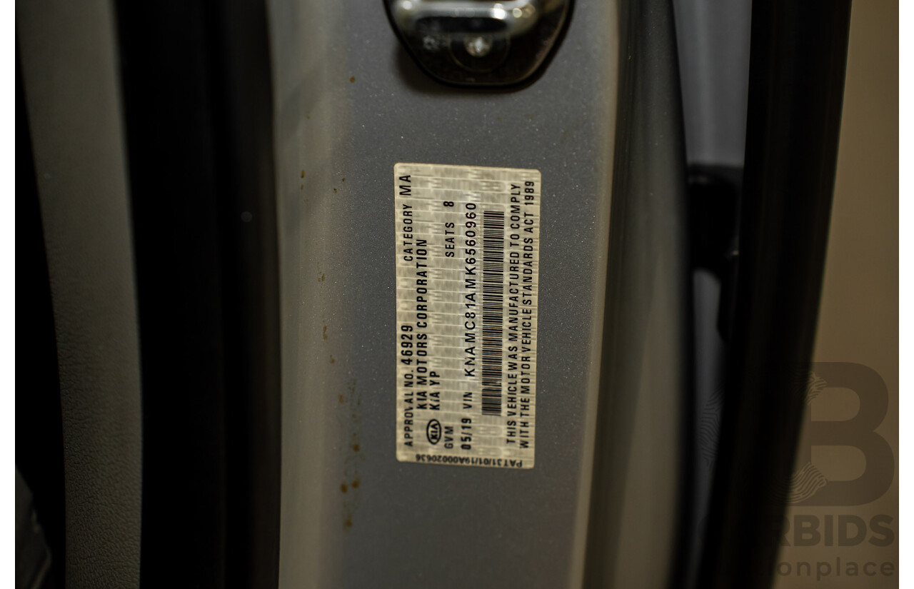 05/2019 Kia Carnival SLi YP PE MY19 4D Wagon Silky Silver Metallic Turbo Diesel 2.2L - 8 seater