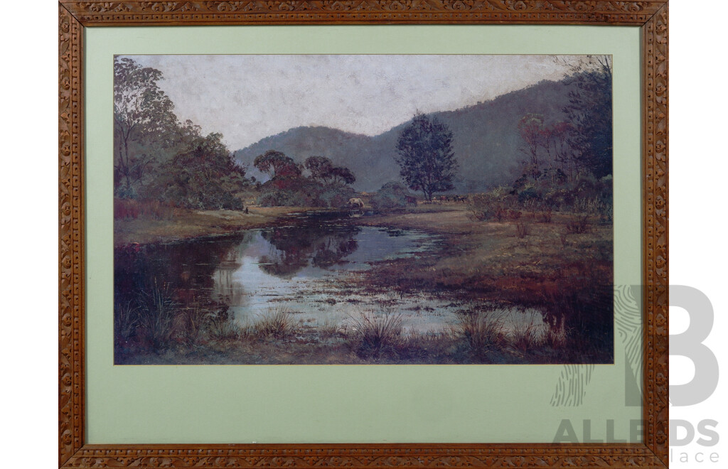 Julian Rossi Ashton CBE (British-Australian, 1851-1942), Waterhole on the Hawkesbury, Quality Reproduction Print of Original Oil on Canvas, 76 x 98 cm (frame)