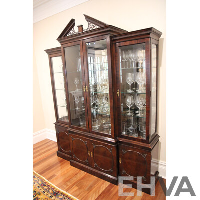 Chippendale Style China Cabinet with 4 Glass Doors 