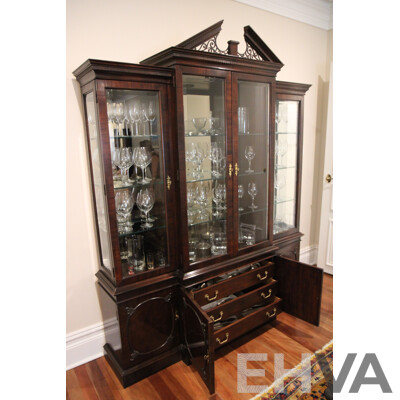 Chippendale Style China Cabinet with 4 Glass Doors 
