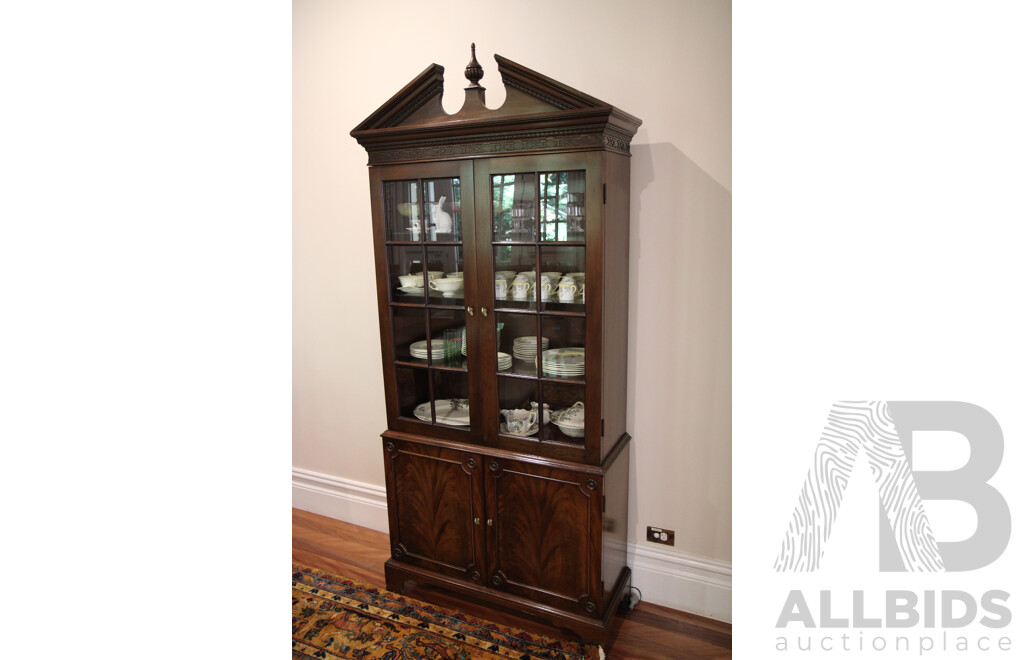 Traditional Lines Distinguish Bookcase, Display or China Cabinet with 2 Glass Doors 