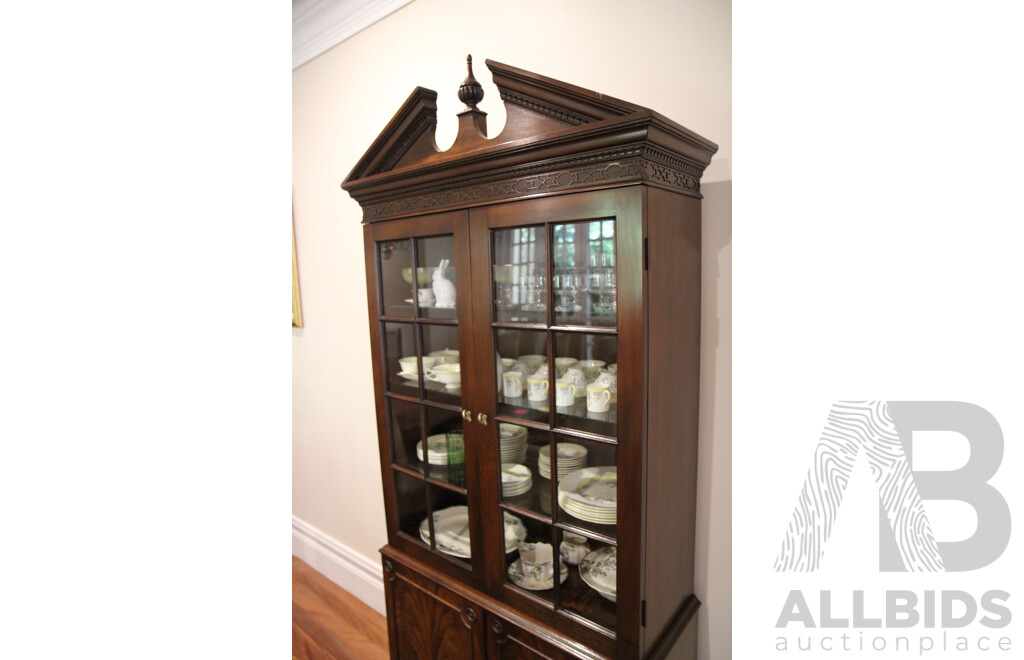 Traditional Lines Distinguish Bookcase, Display or China Cabinet with 2 Glass Doors 
