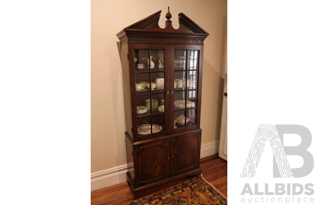 Traditional Lines Distinguish Bookcase, Display or China Cabinet with 2 Glass Doors 