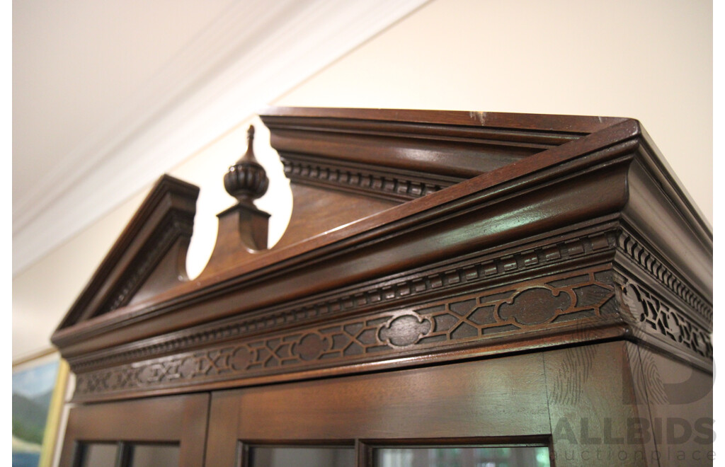 Traditional Lines Distinguish Bookcase, Display or China Cabinet with 2 Glass Doors 