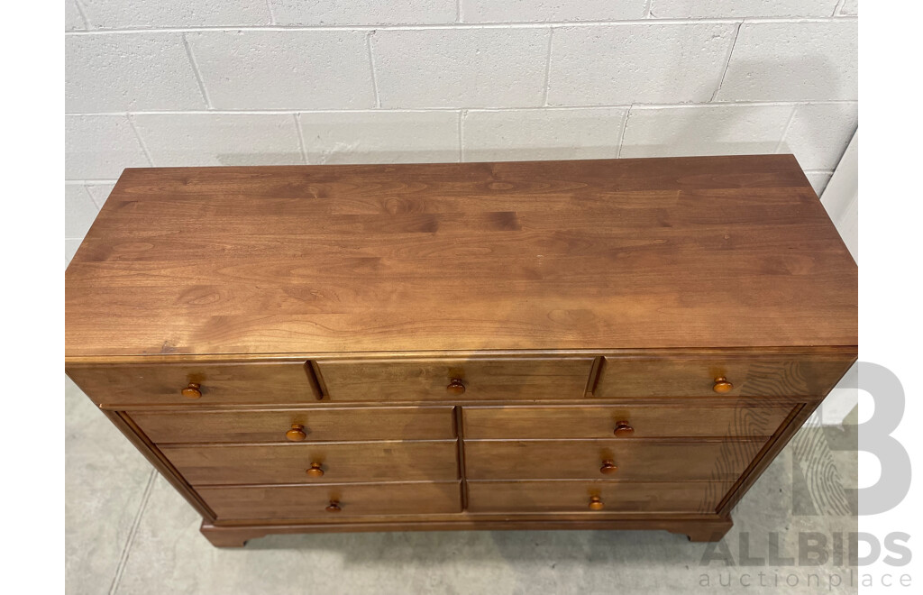 Solid Wood 7 Drawer Dresser and Bedside Table with 3 Drawers - Lot of 2