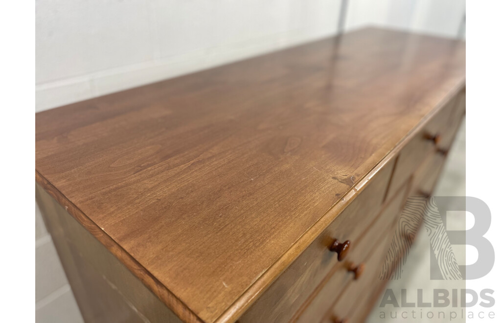 Solid Wood 7 Drawer Dresser and Bedside Table with 3 Drawers - Lot of 2