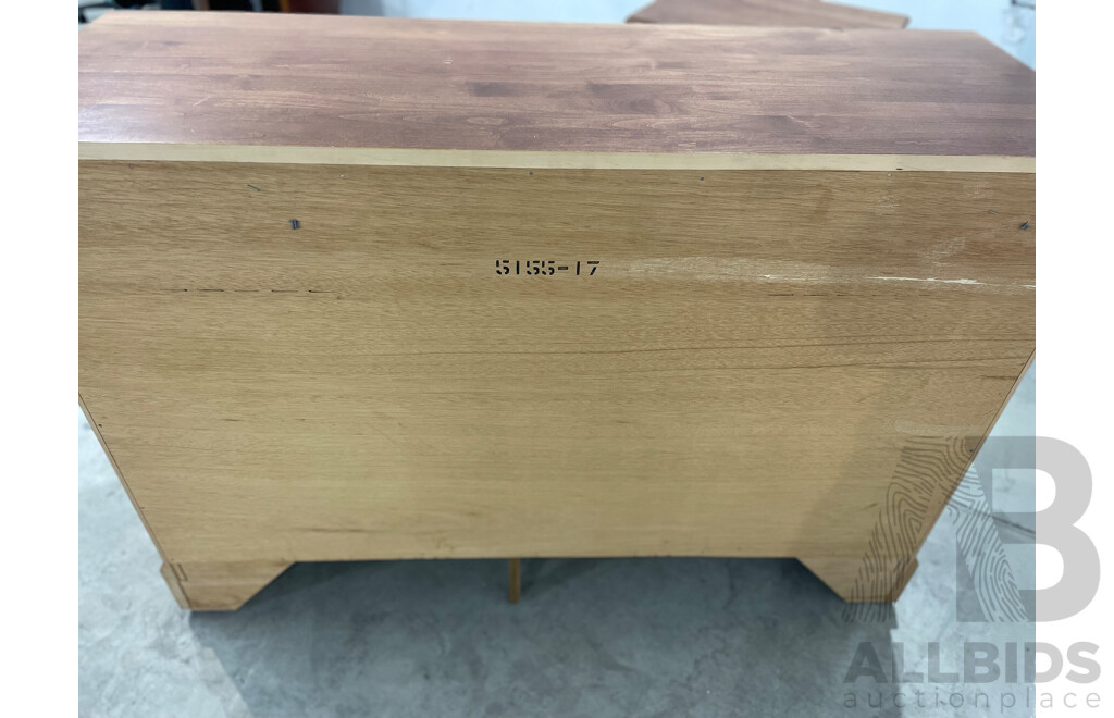 Solid Wood 7 Drawer Dresser and Bedside Table with 3 Drawers - Lot of 2