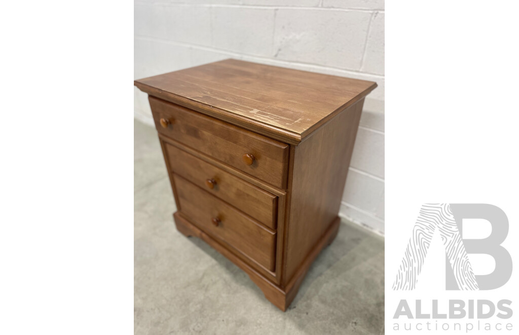 Solid Wood 7 Drawer Dresser and Bedside Table with 3 Drawers - Lot of 2