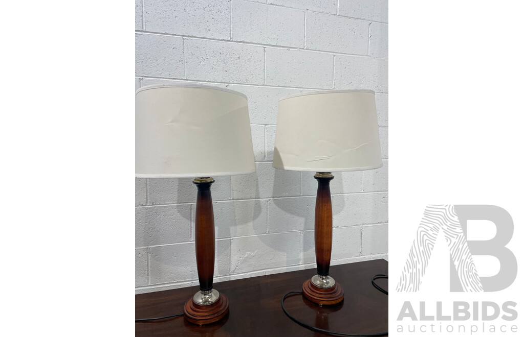 Pair of Wooden Table Lamps