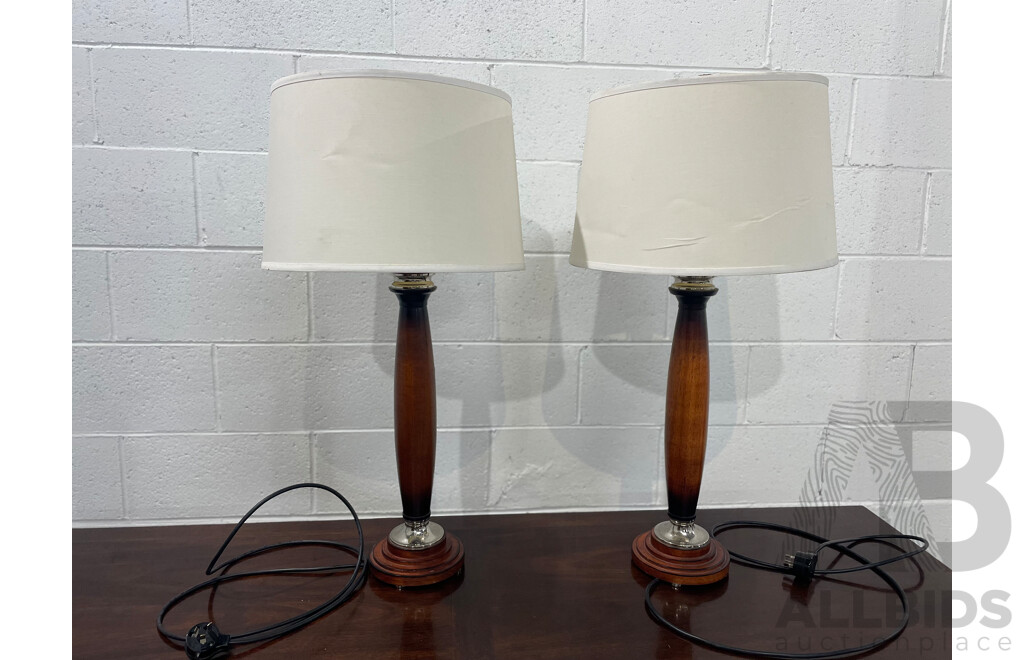 Pair of Wooden Table Lamps