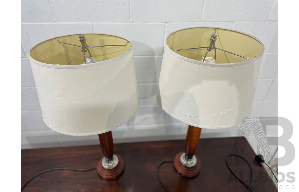 Pair of Wooden Table Lamps