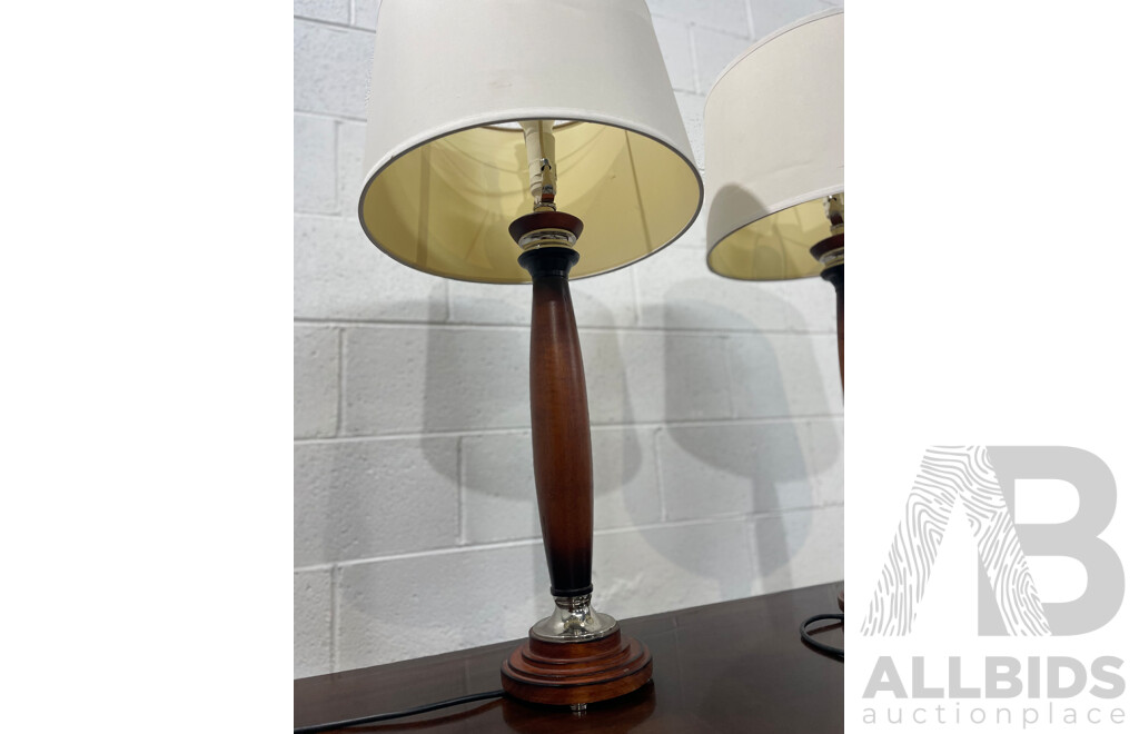 Pair of Wooden Table Lamps