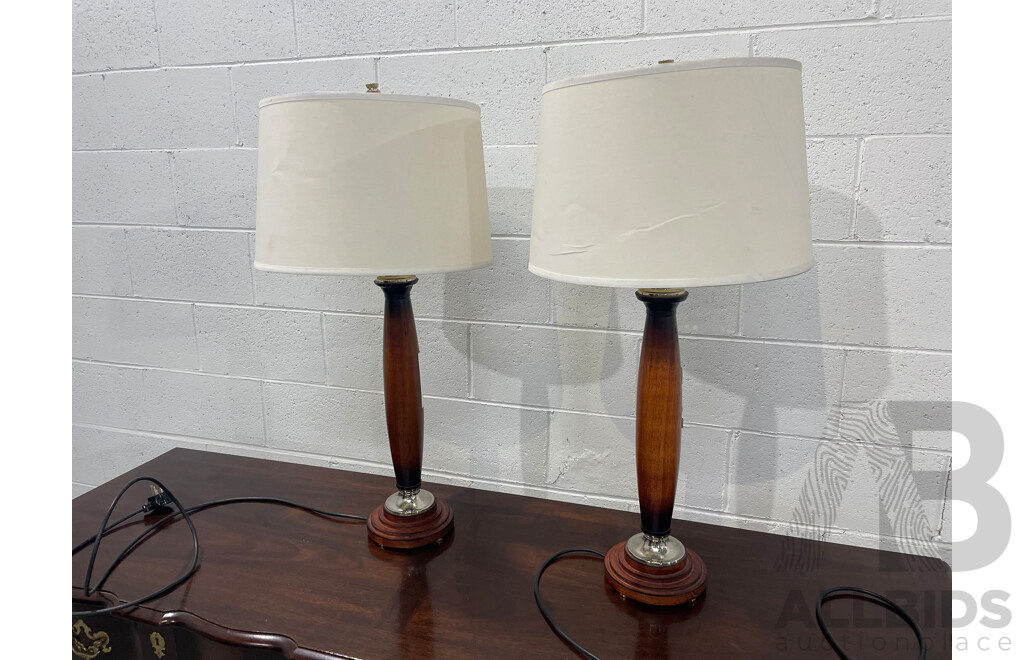 Pair of Wooden Table Lamps