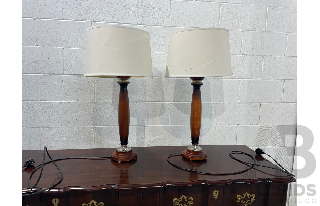 Pair of Wooden Table Lamps