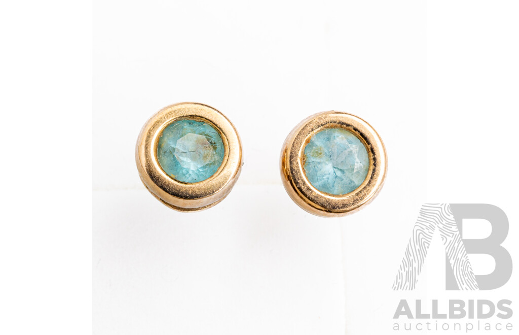9ct Topaz Stud Earrings & 9ct Euro Ball Drop Earrings, 1.32 Grams